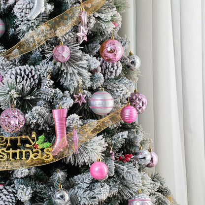 150PCS Pink and Silver Christmas Ornaments, Shatterproof Christmas Ball Ornaments Set, Assorted
