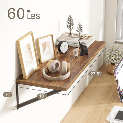 Fun Memories 27.5" W x10 D Floating Shelves, Large Wall Shelves 27.5 Inch Long, Set of 2, Farmhouse
