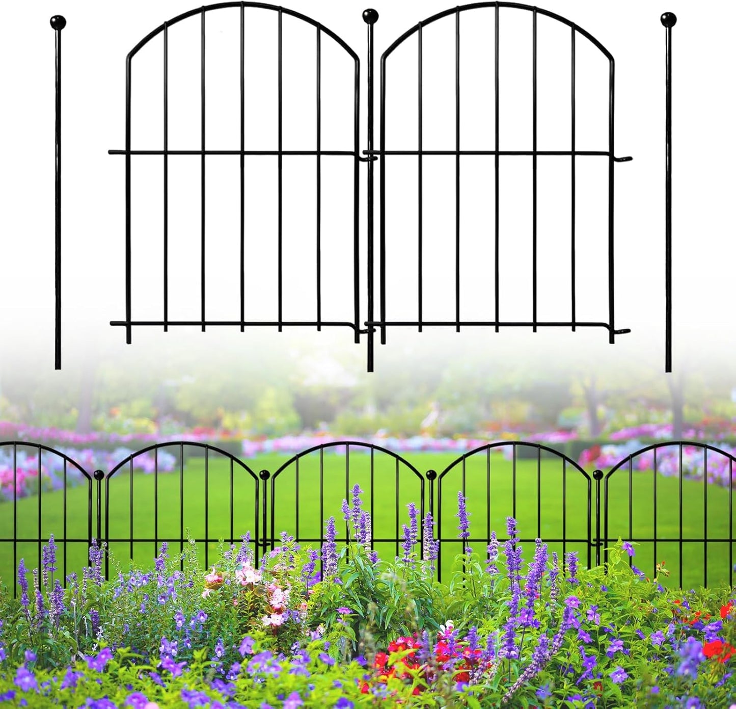 Decorative Garden Fence 17in x18ft, 18 Pack Rustproof Metal No Dig Fence Animal Barrier for Dog