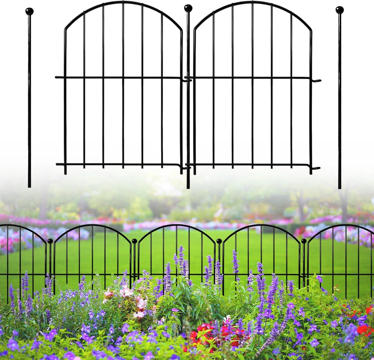 Decorative Garden Fence 17in x18ft, 18 Pack Rustproof Metal No Dig Fence Animal Barrier for Dog