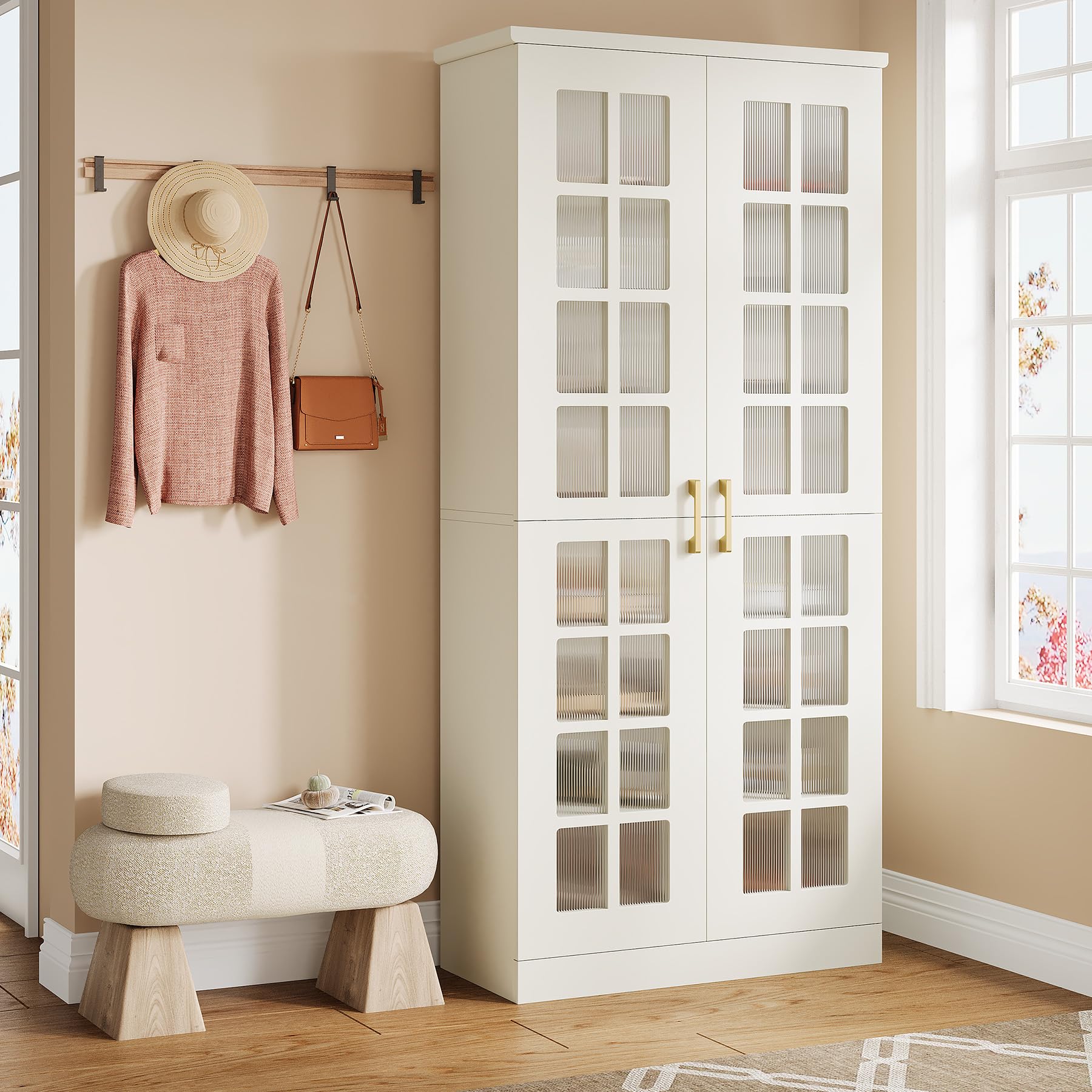 Tribesigns Tall Shoe Cabinet with Doors, 8-Tier Modern Shoe Storage Cabinet