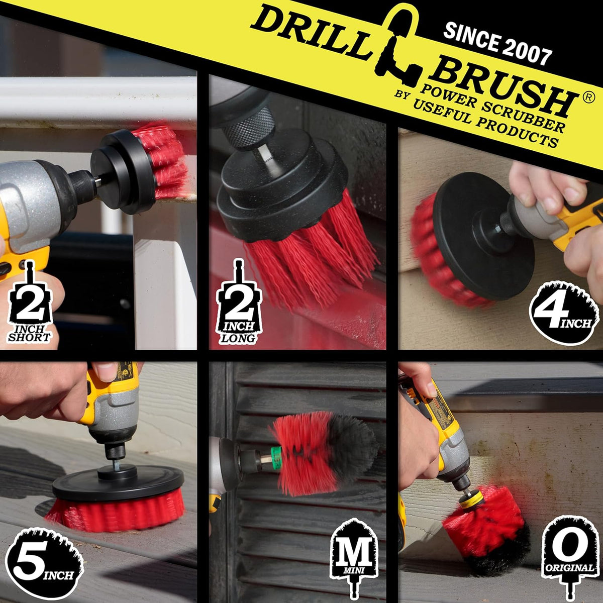 Drillbrush Headstone Cleaning Supplies - Outdoor Power Brush - Fountain Cleaner Tool - Deck