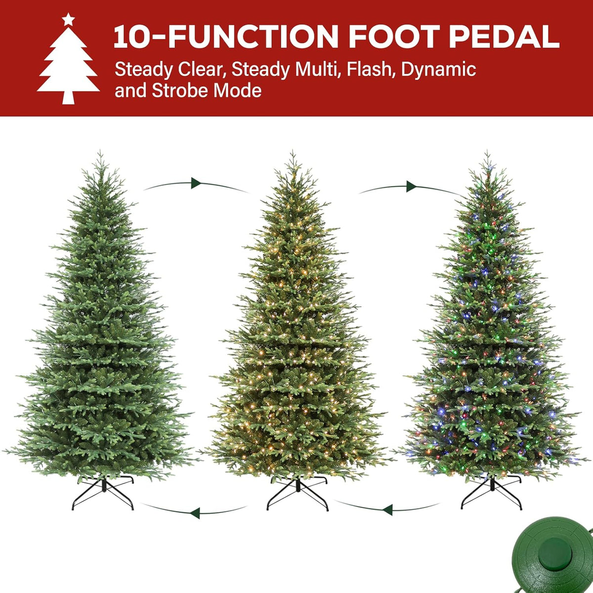 Hykolity 9 ft Prelit Christmas Tree, 5149 PE&PVC Branch Tips, Frasier Grande Artificial Christmas