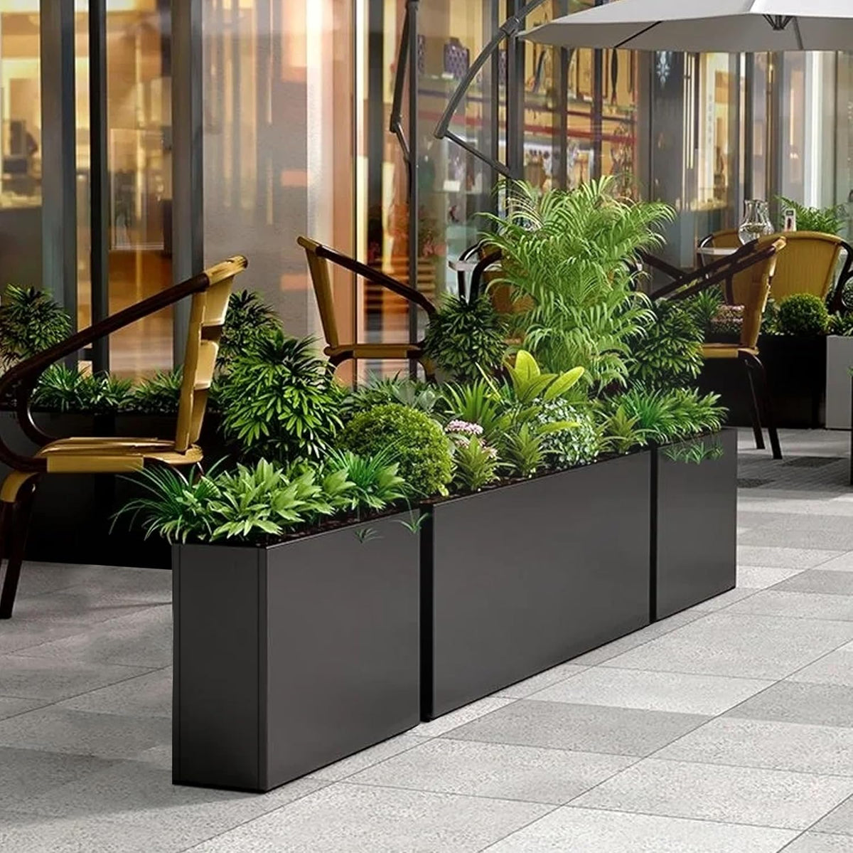 Galvanized Steel Metallic Heavy Planter for Outdoor Plants Metal Outdoor Planter Spliced Flower Box