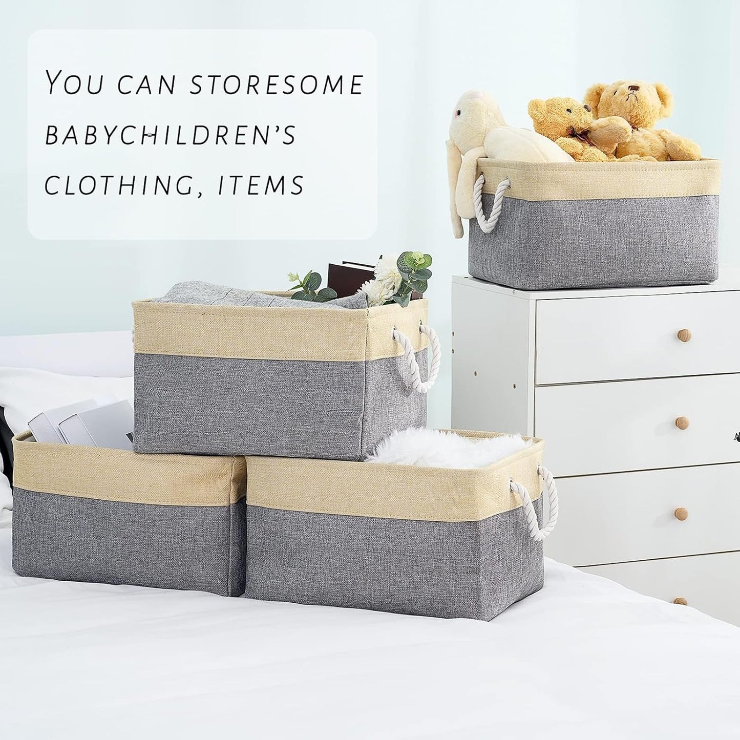 Organization and Storage Basket for Organizing - Large 4 Pack 16x12x8 inch Collapsible Baskets for