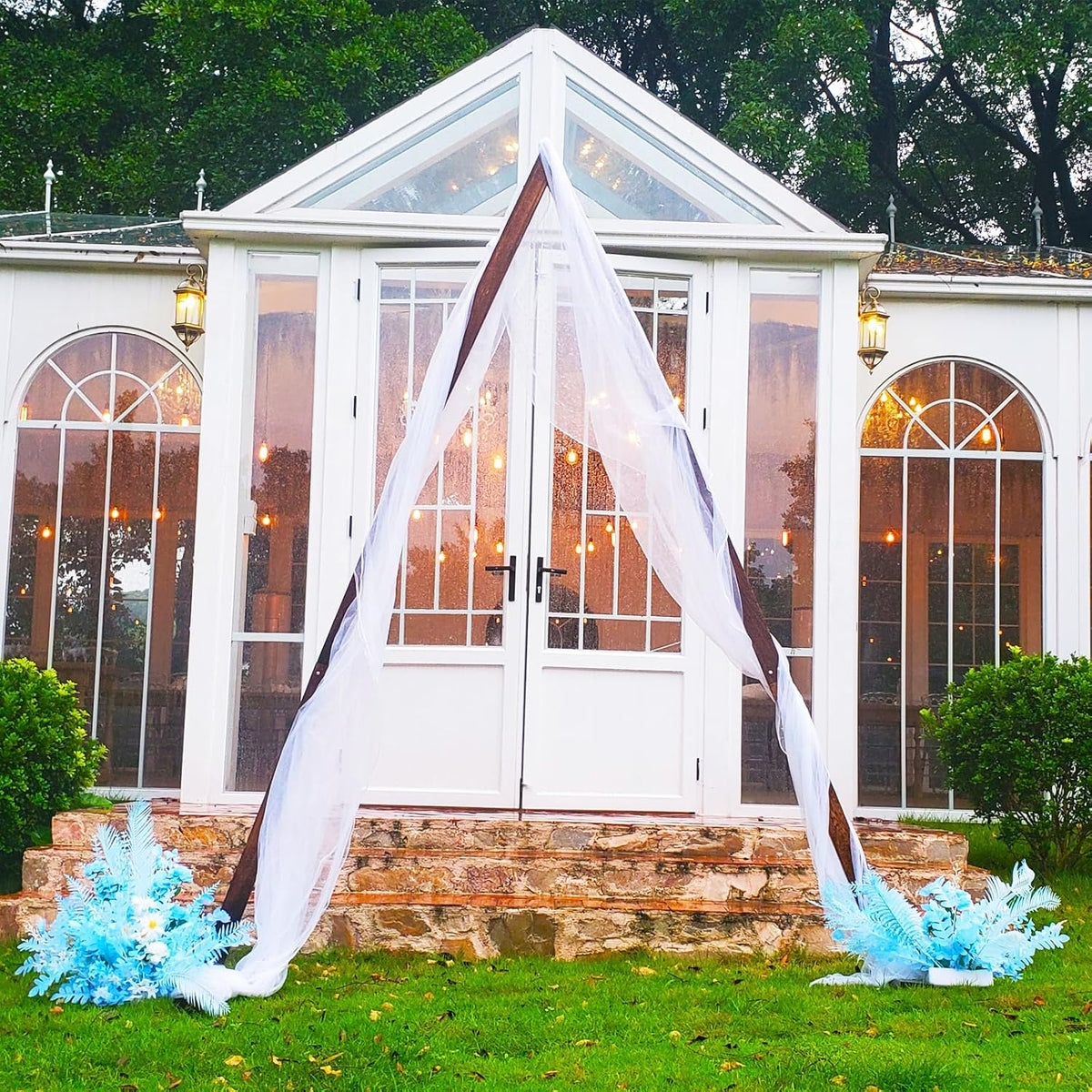 7.87FT Wooden Wedding Arch, Wood Arch for Wedding Ceremony Gorgeous Arbor Backdrop Stand for Garden