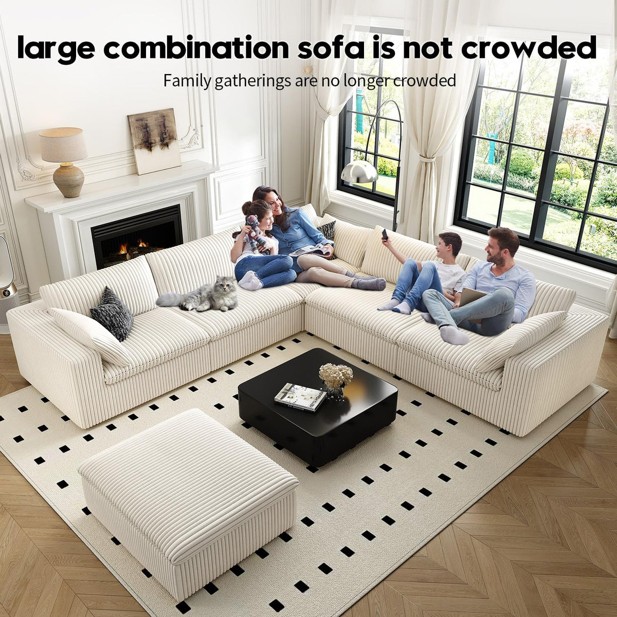 118" Cloud Couch Oversized Modular Sectional Sofa for Living Room,Modern Sofa with Deep Seat，6