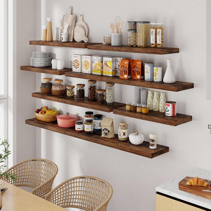 55 Inch Floating Shelves Set of 2, Rustic 55 x 9 Floating Shelf for Wall, 9 Inch Deep Wall Shelves