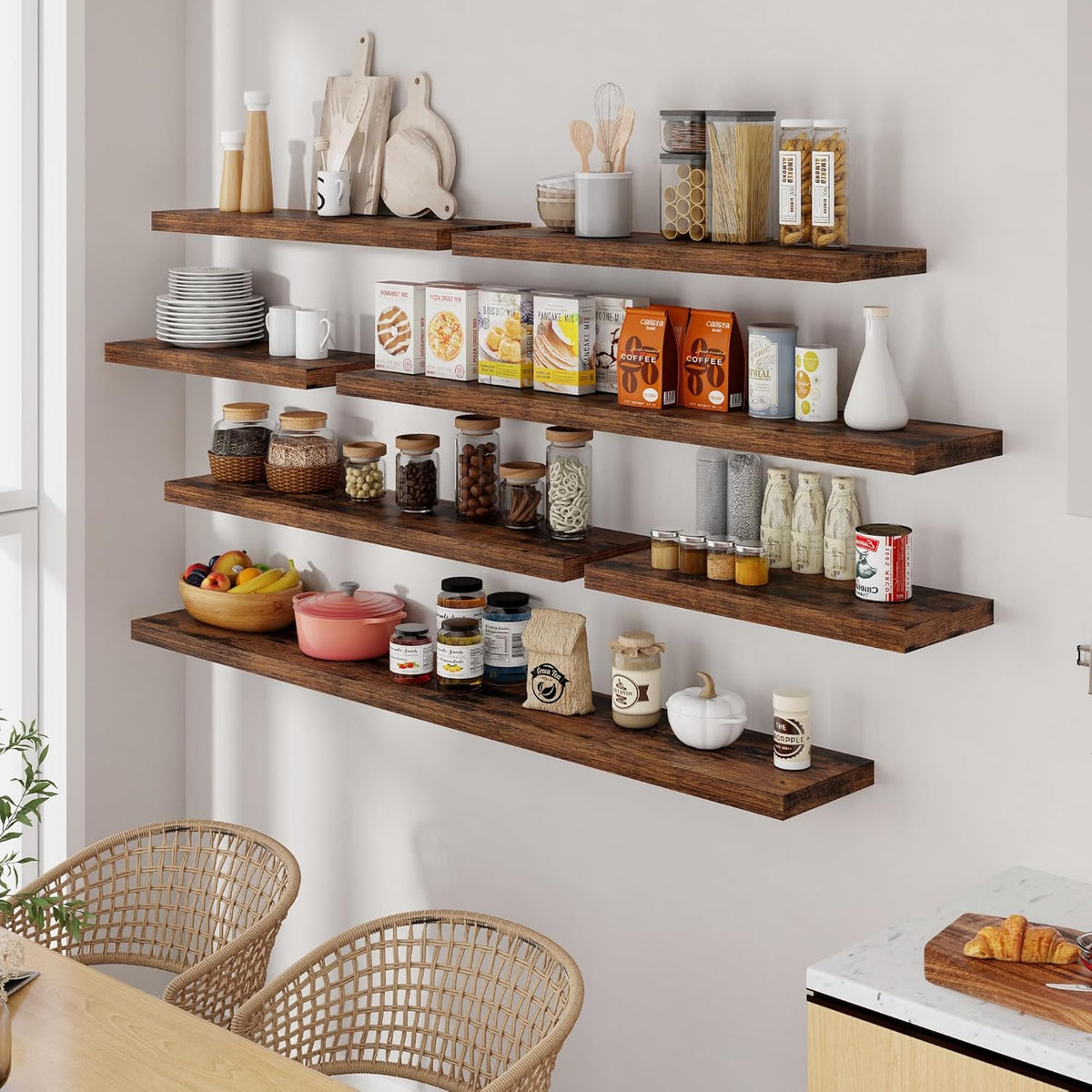 72 Inch Floating Shelves, 72 x 9 Rustic Wooden Fireplace Mantel, 9 Inch Floating Shelf for Wall