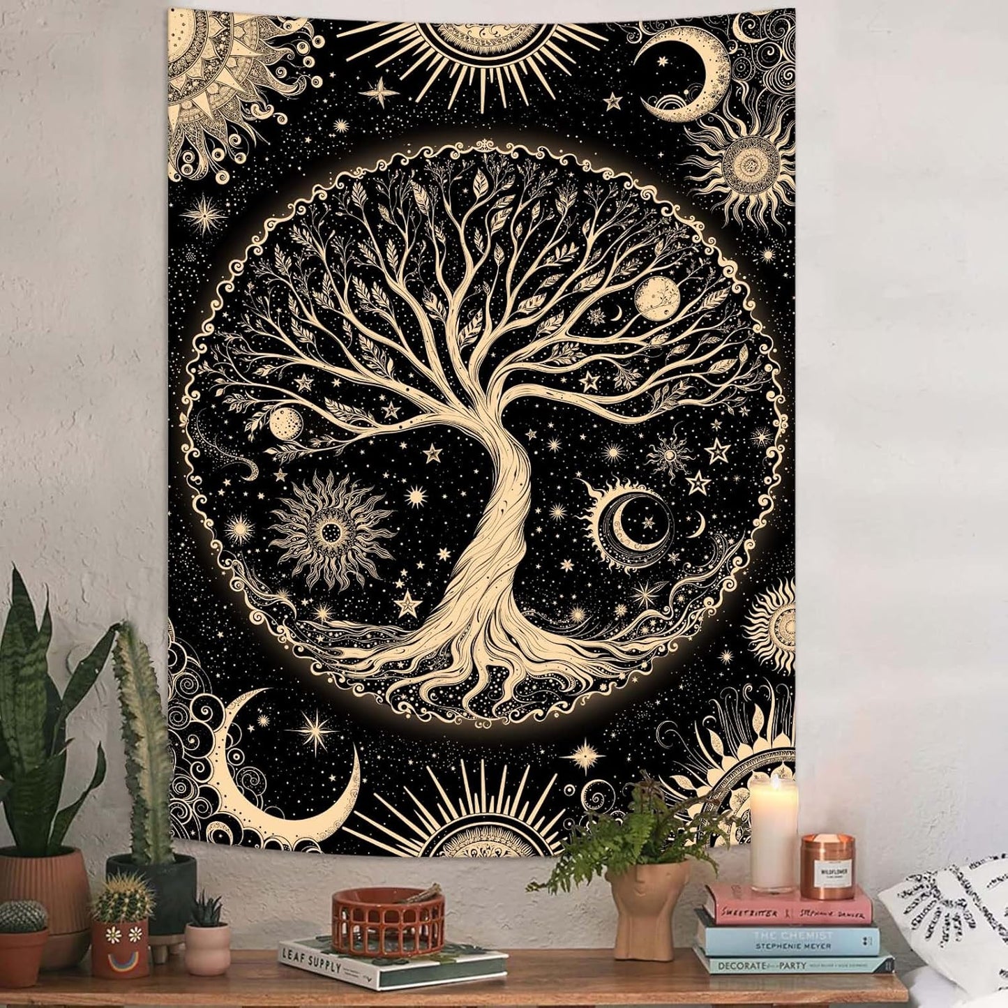 Lunerfex Tree of Life Tapestry Starry Sky Wall Tapestry, Vintage Tapestries for Bedroom Ceiling