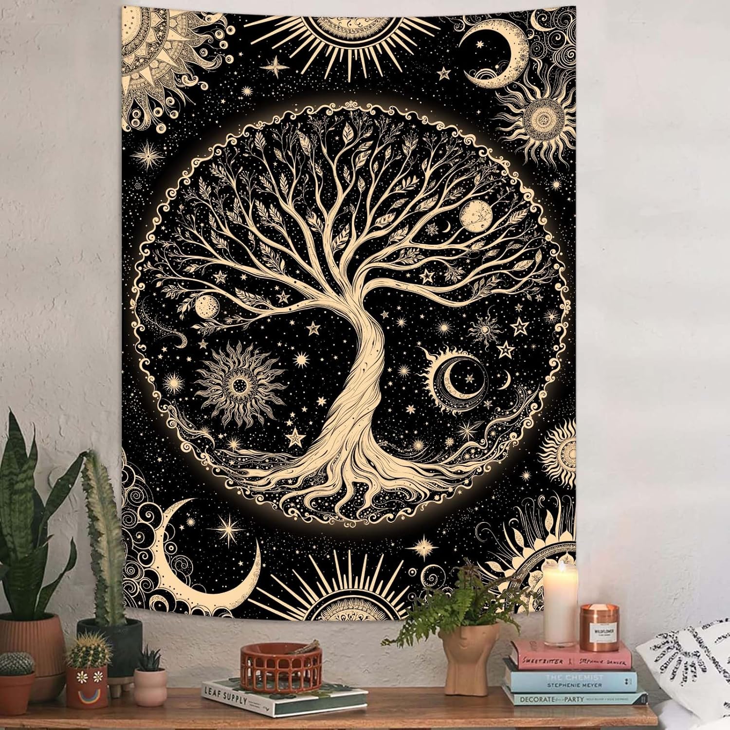 Lunerfex Tree of Life Tapestry Starry Sky Wall Tapestry, Vintage Tapestries for Bedroom Ceiling