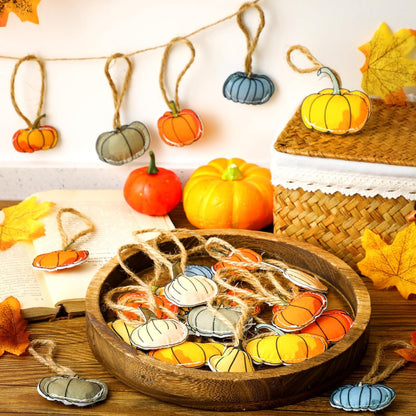 24 Pcs Fall Tree Ornaments Thanksgiving Tree Decoration 3D Felt Maple Leaf Pumpkin Hanging