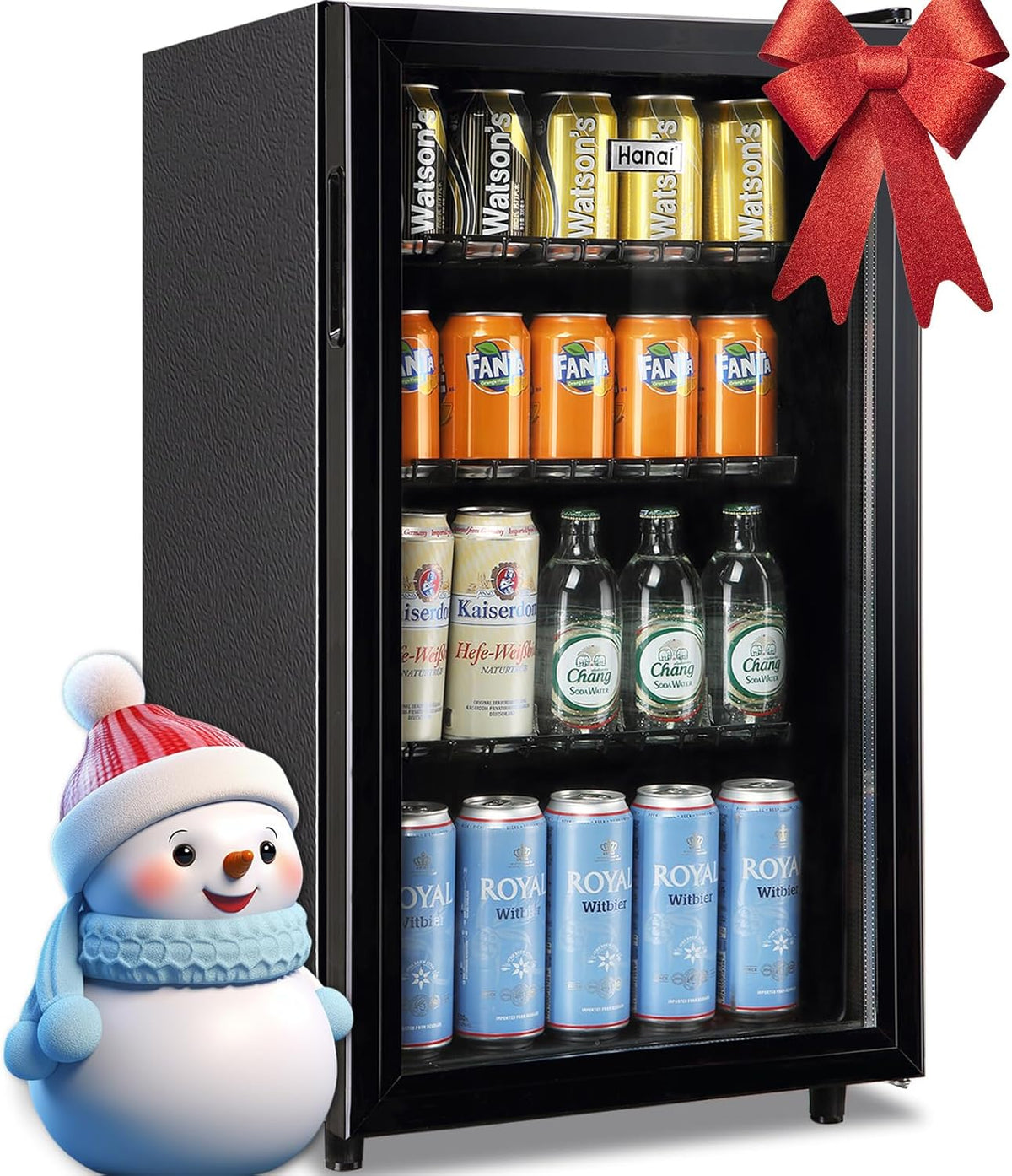 WANAI Mini Fridge Cooler 125Cans Beverage Refrigerator Glass Door Beverage Cooler for Beers Wine
