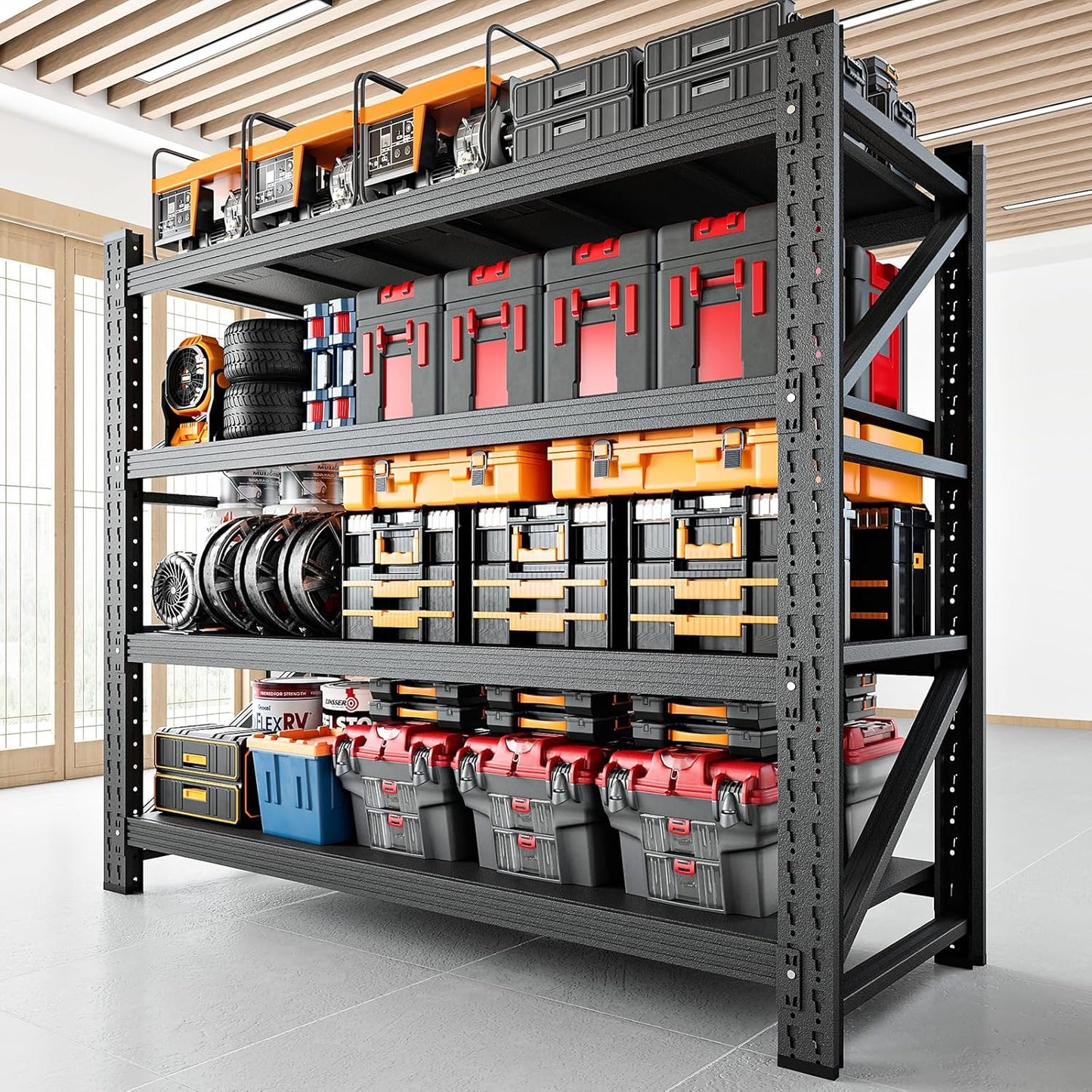 3000LBS Storage Shelves,48" W Garage Shelving Heavy Duty Metal Adjustable Garage Shelves, Shelving