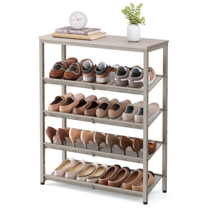 SONGMICS HOME 5 Tier Shoe Storage Organizer, Freestanding Shoe Rack, Dense Mesh, for Living Room
