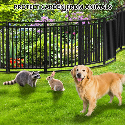 Decorative Garden Fence 54ft (L) × 40in (H), 21 Panels + 3 Gates, Metal Dog Fence Outdoor for Yard