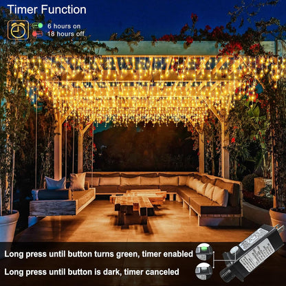 Christmas Lights Outdoor, 33ft 400 LED Warm White Icicle Lights for Outside House, Plug in