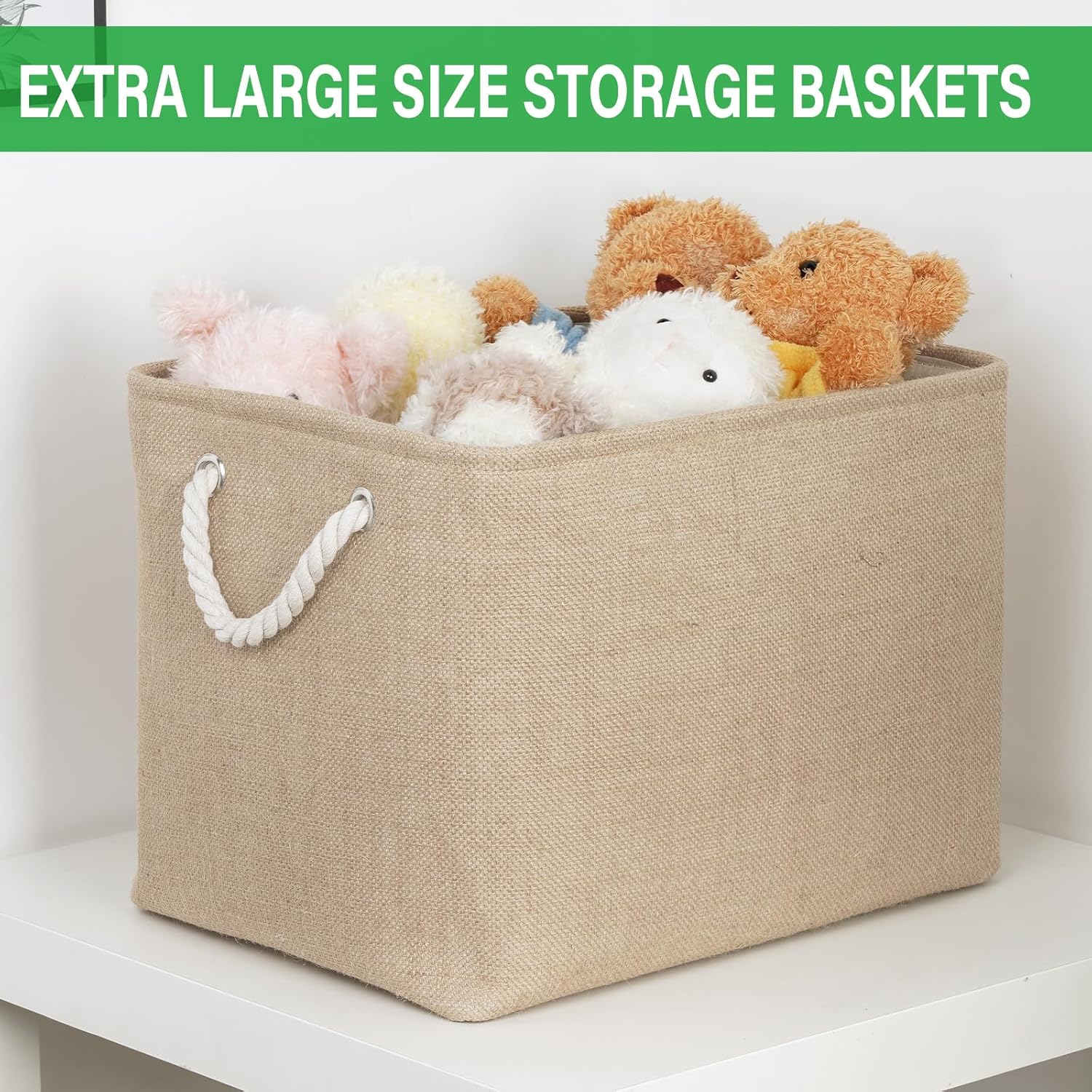 Bidtakay Fabric Storage Baskets for Shelves 3 Pack Large Storage Bins for Organizing Linen