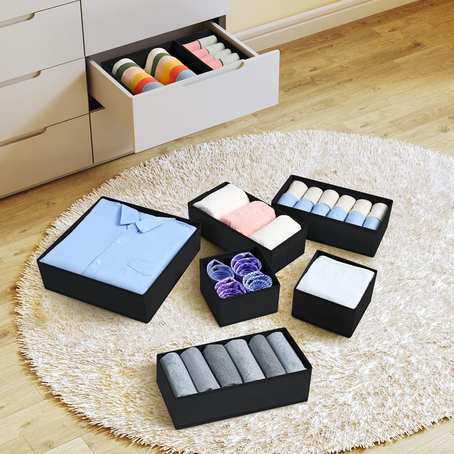DIMJ Drawer Organizer 15 Pack - Foldable Baby Organizers and Storage & Dresser Organizer for
