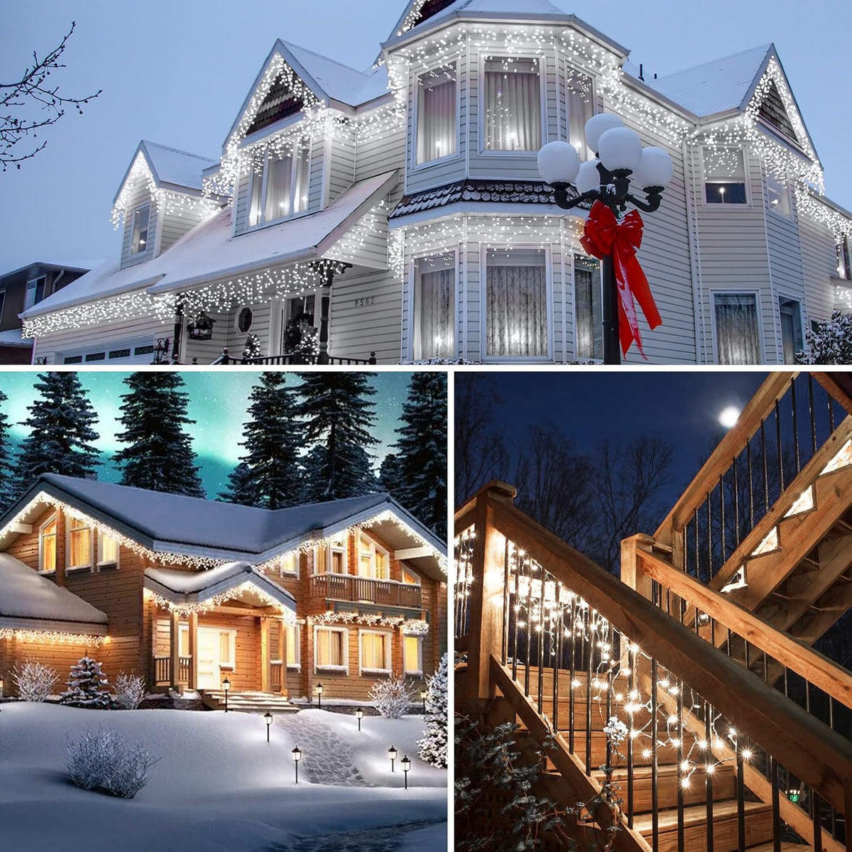 Brightown Icicle Lights Outdoor: 2 Packs, 132Ft with 276 Drops, 1472 LED Icicle Lights with Timer