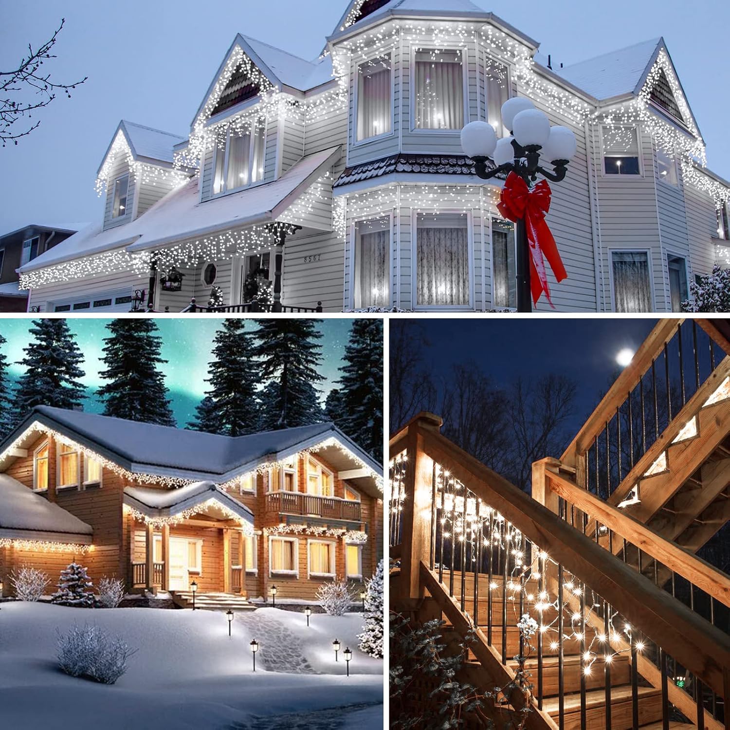 Brightown Icicle Lights Outdoor: 2 Packs, 132Ft with 276 Drops, 1472 LED Icicle Lights with Timer
