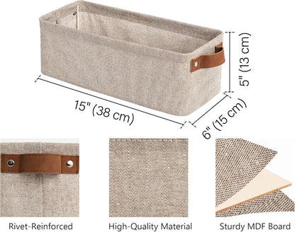StorageWorks Narrow Storage Bins, Small Basket for Closet and Shelves, Fabric Organizer with