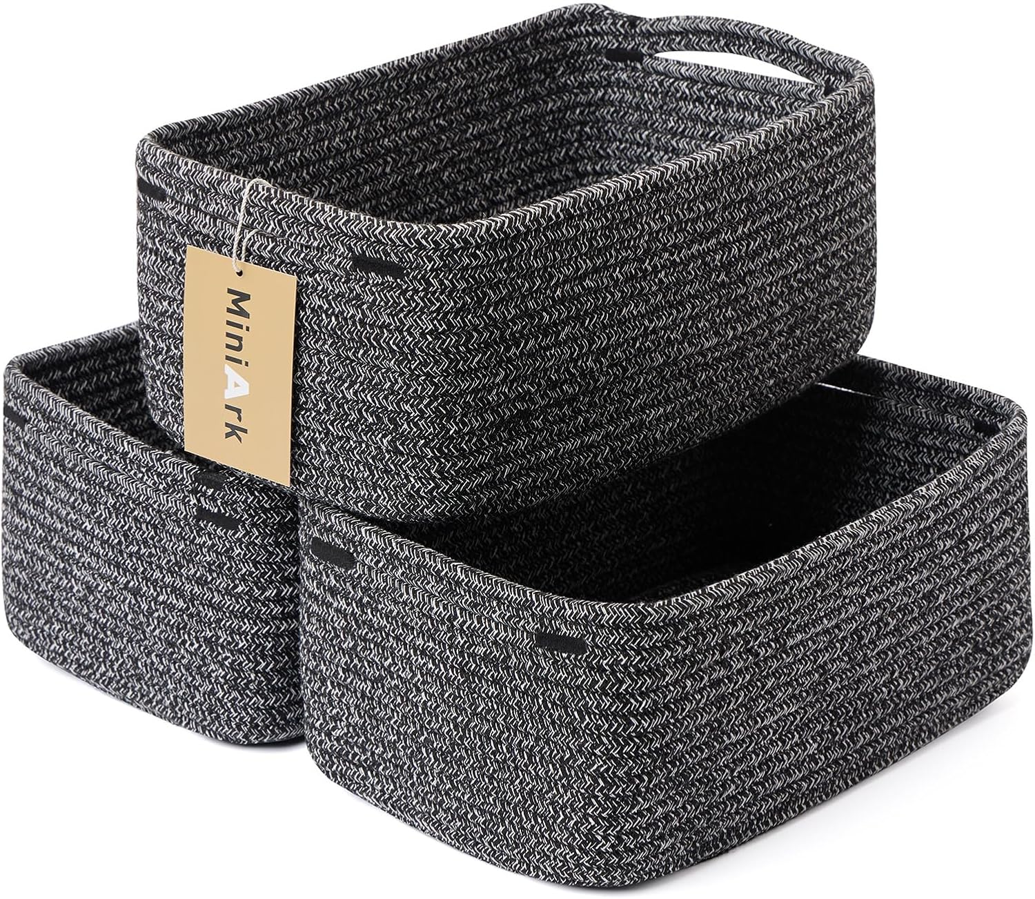Small Storage Baskets for Organizing | Closet Organizer Bins | Shelf Toy Basket | Woven Rope