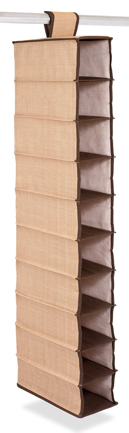 Internet's Best 10 Tier Hanging Shoe Organizer - Narrow Shelf Closet Shoe Rack - Footwear Storage