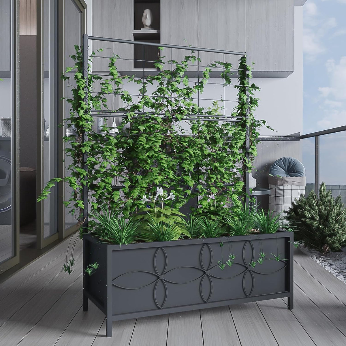 Zhongma Sturdy Raised Garden Bed with Trellis (15.75 x 35.43 x 48.8 in) for Vegetables Flower