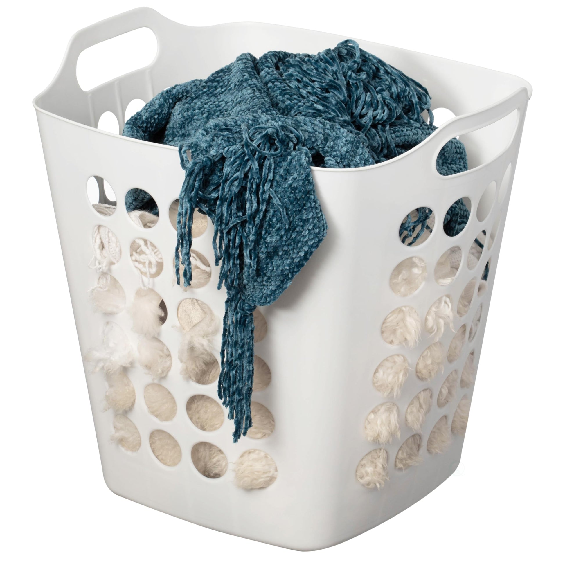 Flexible Plastic Laundry Basket - Square Storage Hamper with Side Handles for Easy Carrying