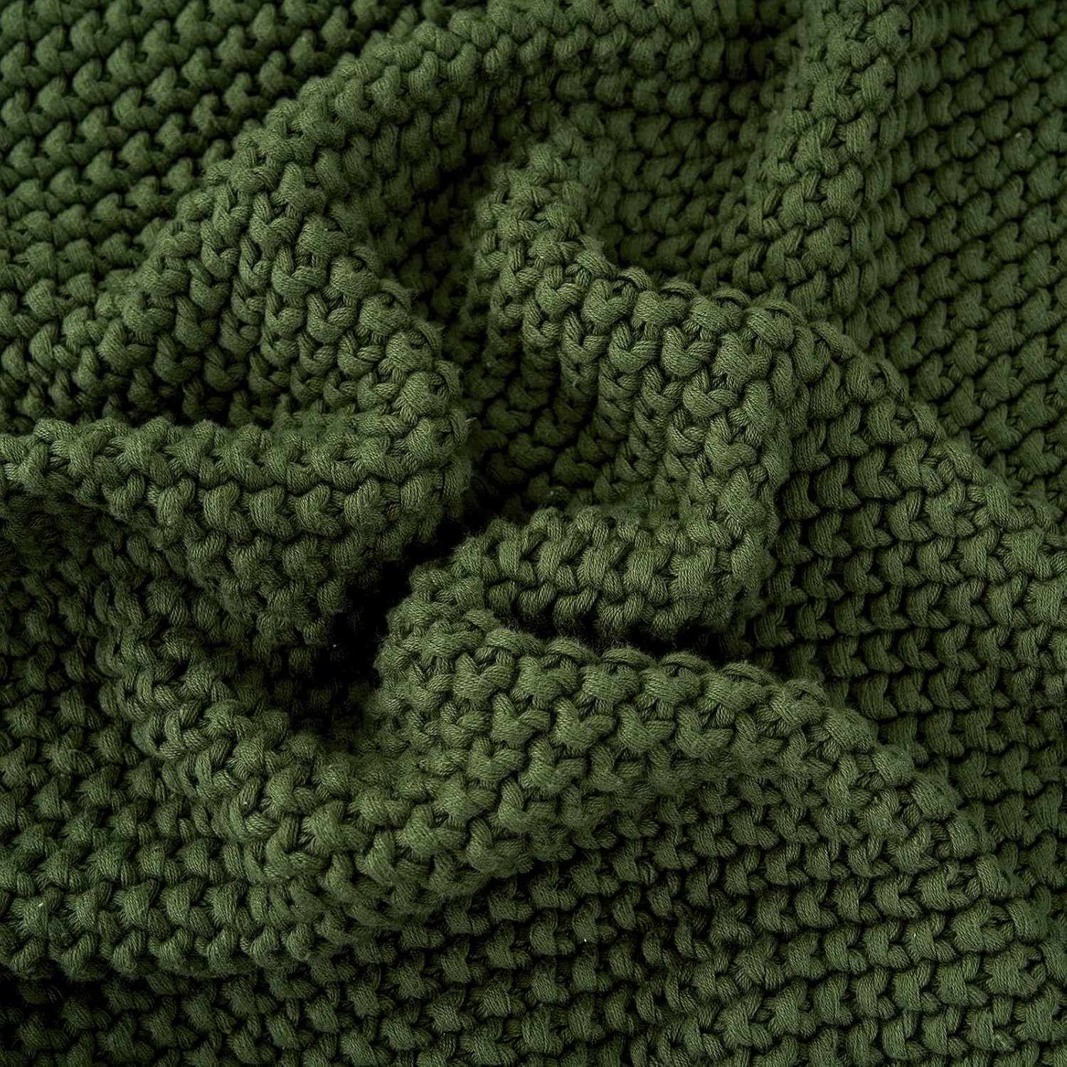 Longhui bedding Chunky Cable Knit Throw Blanket Lightweight Olive Green 100% Organic Cotton Blanket