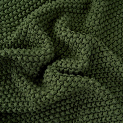 Longhui bedding Chunky Cable Knit Throw Blanket Lightweight Olive Green 100% Organic Cotton Blanket
