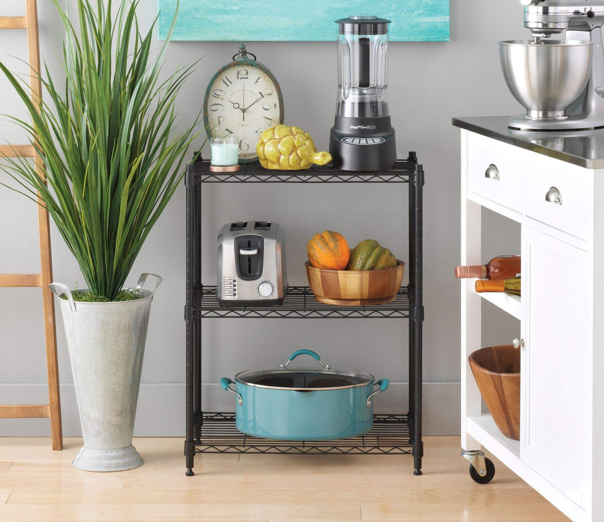 Whitmor 3-Wire Shelving Unit, Metal Storage Shelves, Easy Assembly Home Organizer for Pantry