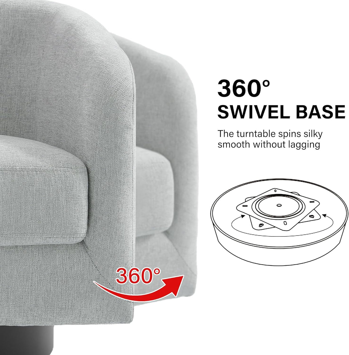 Swivel Barrel Accent Chair, Modern Round Chenille Fabric Arm Chair for Living Room, Bedroom, Comfy