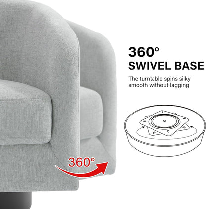Swivel Barrel Accent Chair, Modern Round Chenille Fabric Arm Chair for Living Room, Bedroom, Comfy