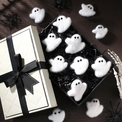 24 Pcs Halloween Felt Ghosts Wool Felted DIY Ornament Ghost for Halloween Party Decoration Home