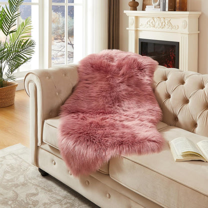 AMTOVO Faux Fur Rug, Blush Pink Area Rug, Fluffy Sheepskin Rug, Fuzzy Ultra Soft 2 x 4 ft Shag Rugs
