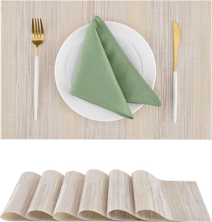 Leetaltree Lightsteel Beige with Yellow Placemats Set of 6 - Heat Resistant Non-Slip Place mats for
