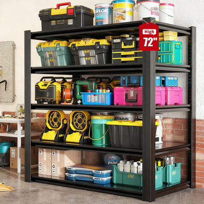 FOSTOKO Storage Shelves, 5-Tier Garage Shelving, Adjustable Heavy Duty Shelving Units, Metal