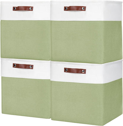 13x13 Cube Storage Bins, Collapsible Fabric Storage Box, 4 Pack Closet Baskets with Handles for