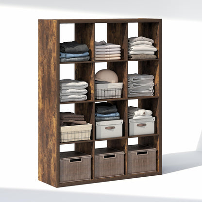 Furinno Cubic Extra Thick 12-Cube Closet Organizers and Storage, Amber Pine