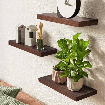 BAYKA Floating Shelves for Wall, Wall Mounted Rustic Wood Shelves for Bathroom, Bedroom, Living