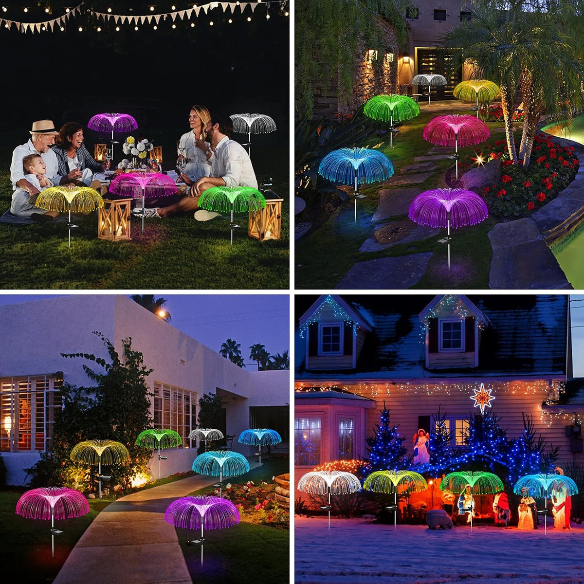Vosaro Solar Flower Lights Outdoor Garden Decorations Waterproof, 7 Color Changing Decorative Solar