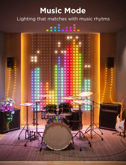 Govee Curtain Lights, Smart LED Color Changing Wall Lights, Dynamic DIY Curtain String Lights for