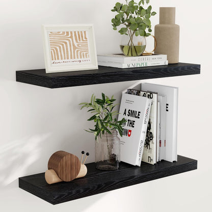 Fun Memories Black Floating Shelves 32 Inch Long, 9 Inch Deep Floating Bookshelf Wall Mounted