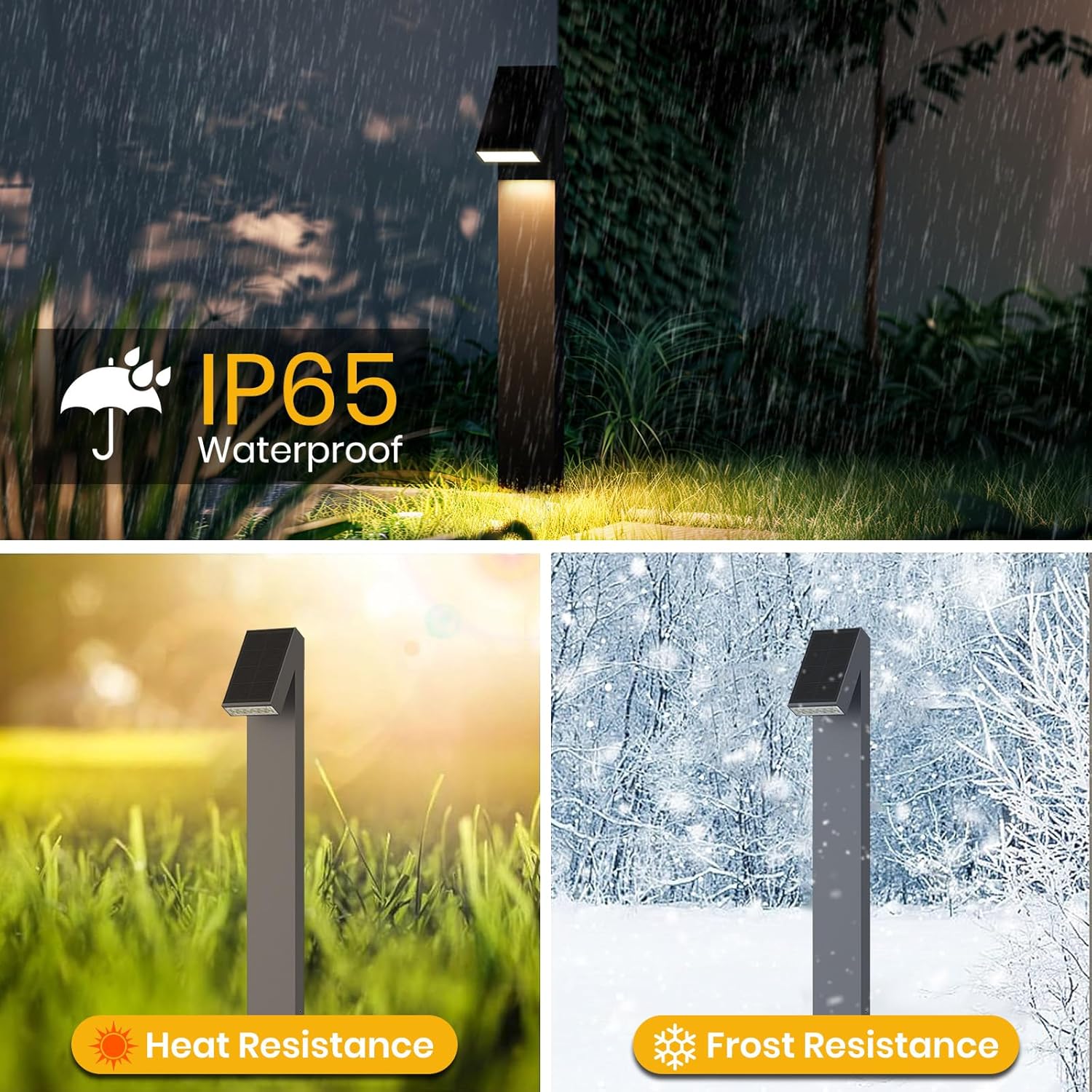 Solar Pathway Lights, Dimmable Metal Solar Landscape Path Lights IP65, 3000K Solars Walkway Light