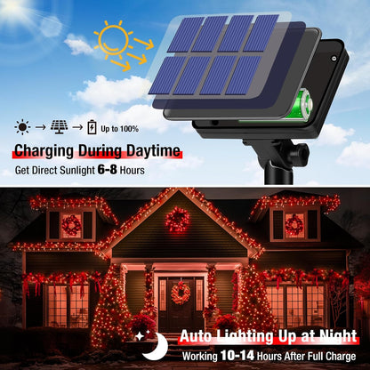 4 Pack Solar String Lights Outdoor - 320LED 132FT Solar Fairy Lights Waterproof 8 Modes, Copper