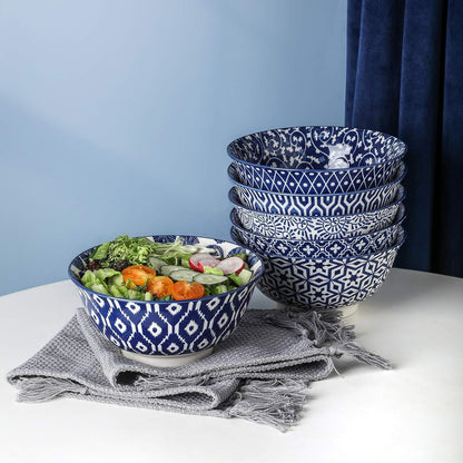 Selamica 7 inches Porcelain Cereal Bowl Set - Set of 6, Soup Bowls, Ceramic bowls for Cereal, Soup