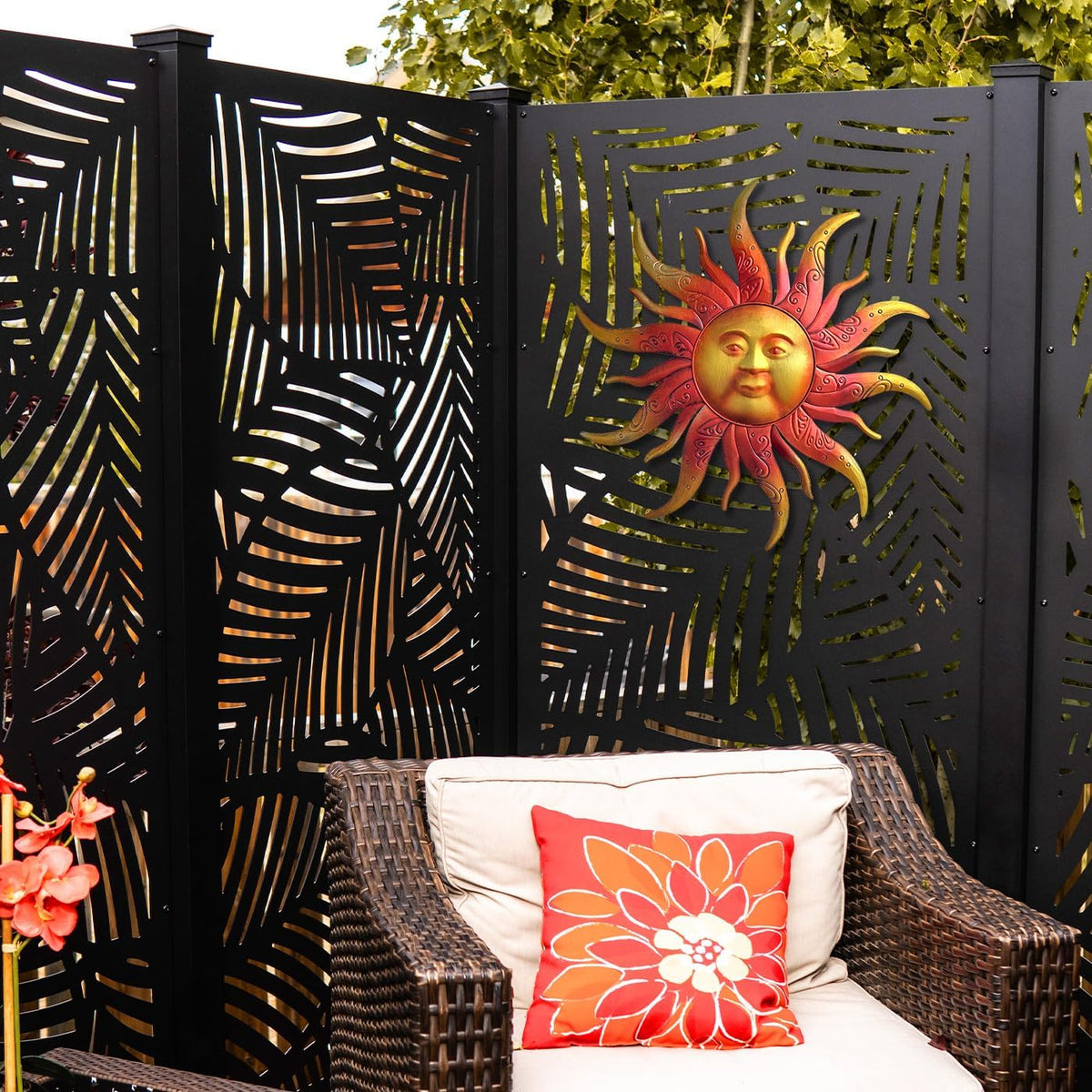 Large Metal Sun Wall Art Decor - 23.6 Inches Rustic Retro Hanging Decoration for Indoor Outdoor