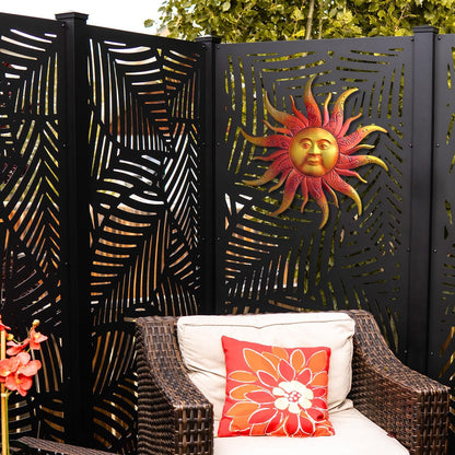 Large Metal Sun Wall Art Decor - 23.6 Inches Rustic Retro Hanging Decoration for Indoor Outdoor